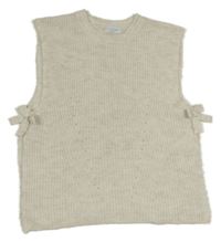 Béžová melírovaná svetrová vesta s mašľami Primark