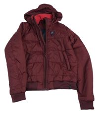 Vínová šušťáková zateplená jezdecká bunda s logom a kapucňou Fouganza