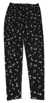 Černé květované zateplené legíny Y.F.K.