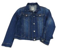 Tmavomodrá riflová crop bunda 