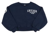 Tmavomodrá crop mikina s nápismi Next