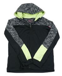 Černo-bílá propínací sportrovní mikina s melírovanými rukávy a kapucí Yd.