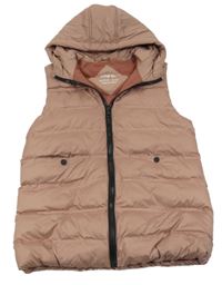 Starorůžová šusťáková zateplená vesta s kapucí Zara