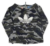 Šedo-tmavomodro-antracitová army mikina s logem Adidas