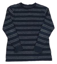 Tmavomodro-bílé pruhované triko Next