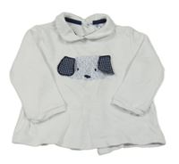 Bílo-modré triko s pejskem a límečkem 