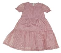 Růžové vzorované tylové třpytivé šaty Y.F.K.