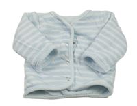 Světlemodro-biela pruhovaná zateplená obojstranná prepínaci mikina C&A