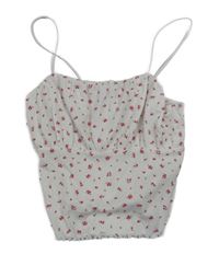 Bielo-červený rebrovaný kvetovaný crop top New Look