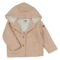 Světlerůžový zateplený chlupatý třpytivý kabát s kapucí C&A