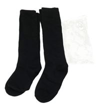 Nové - 2set - 2x černé podkolenky 