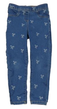 Tmavomodré džegíny s mašľami Tu