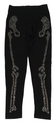 Čierne legíny s kostrou z kamínků George