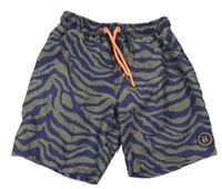 Kaki-modré pruhované plážové kraťasy Primark