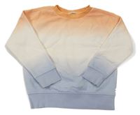 Oranžovo-bielo-modrá ombré mikina Tom Tailor