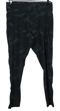 Dámské černo-khaki batikované sportovní legíny 
