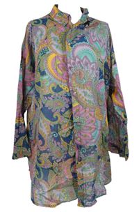 Dámska modro-ružovo-okrová vzorovaná blúzková á tunika zn. Primark