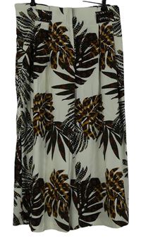 Dámské smetanovo-barevné vzorované culottes kalhoty F&F