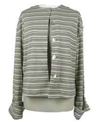 Nové - Dámský bílo-černý pruhovaný propínací svetr 