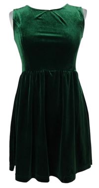 Dámské tmavozelené sametové šaty Qed London 