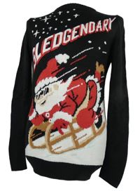 Pánsky čierny vianočný sveter so Santou New Look