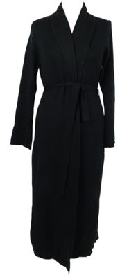 Dámský černý žebrovaný svetrový dlouhý cardigán s páskem Next 