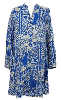 Dámské modro-bílé vzorované košilové šaty F&F