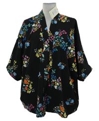 Nové - Dámský černý květovaný sakový cardigán Yumi