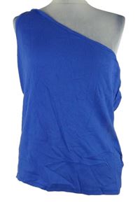 Nové - Dámský modrý žebrovaný asymetrický top M&S