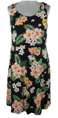 Nové - Dámske čierne kvetované šaty George