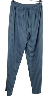 Dámské modré žebrované volné kalhoty 