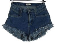 Dámske tmavomodré rifľové kraťasy s strapcemi Mochy