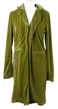 Dámský olivový sametový kabátový cardigán Amisu 