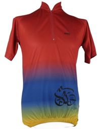 Pánske červeno-modro-žlté cyklistické tričko Feroti