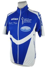 Pánske safírovo-biele cyklistické tričko s nápismi Bio Racer