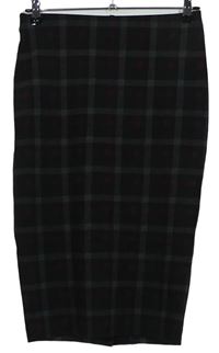Dámska čierno-vínovo-sivá kockovaná púzdrová sukňa M&S
