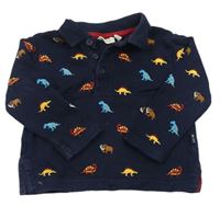 Tmavomodré polo tričko s dinosaurami Jojo Maman Bebé