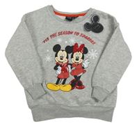 Nové- Šedá mikina s Mickey Mousem a Minnie Disney