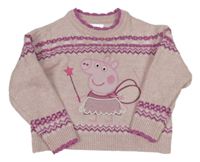 Světlerůžový třpytivý svetr se vzorem a Peppa pig 