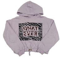 Fialová crop mikina s nápisem, flitre a kapucňou River Island