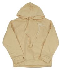 Smotanová mikina s nápisom a kapucňou