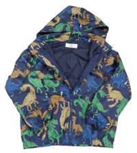 Tmavomodrá šušťáková jarná bunda s dinosaurami a kapucňou H&M