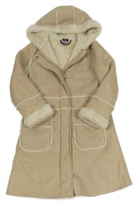 Béžový semišový zateplený kabát s kapucí Jako-o
