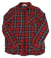 Červeno-čierno-biela kockovaná košeľa H&M