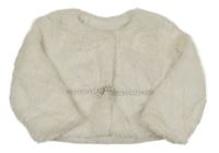 Biela kožušinová podšitá bunda s proužkem