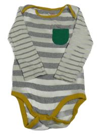 Šedo-smetanové pruhované body s kapsou Boden