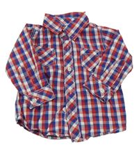 Modro-červeno-bílá kostkovaná košile hema