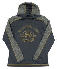 Tmavošedo-melírované sportovní triko s potiskem a kapucí 