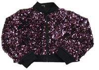 Čierno-ružová flitrovaná crop bunda TU