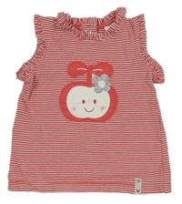 Červeno-bílý pruhovaný top s jablíčkem C&A